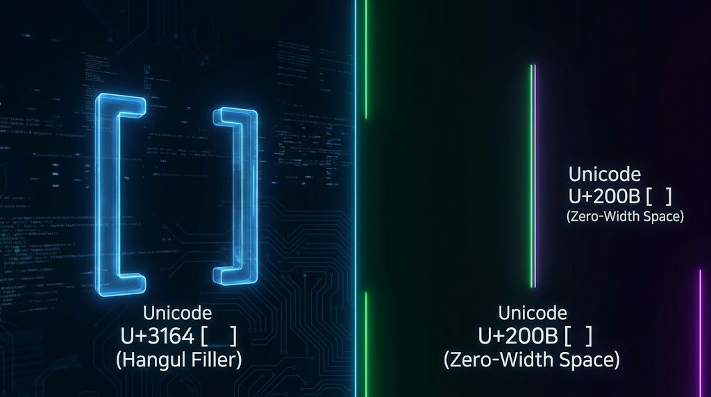 13. U+3164 vs U+200B
